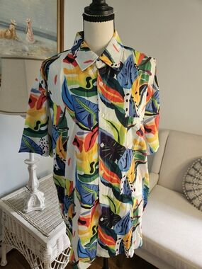 PatPat Multicolor Tropical Leaf Print Button-Down Shirt P134